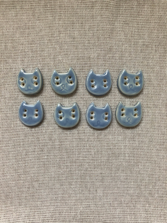 陶ねこボタン サックスブルー ボタン 香箱 通販 9459591｜Creema(クリーマ)