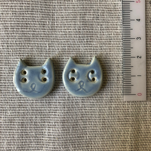 陶ねこボタン サックスブルー ボタン 香箱 通販 9459591｜Creema(クリーマ)