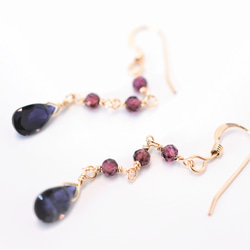 14kgf）ガーネットのロングピアス ピアス（フック・チェーン