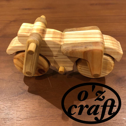 ozcraft ヒノキの木のおもちゃ バイクのコロコロ おもちゃ・人形