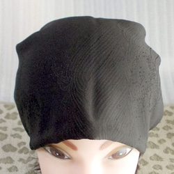 難有 難隠し 帽子 30*59 黒 浪頭 織り? キャップ 室内帽子 シルク 白髪隠し 日本土産 ケア帽子 3枚目の画像