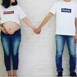 マタニティー フォト Tシャツ 衣装 臨月 妊婦 ベビー おそろいTシャツ ペアルック 2枚目の画像