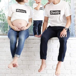 子供用[サイズ80～130] マタニティー フォト Tシャツ 衣装 臨月 妊婦 ベビー おそろいTシャツ ペアルック 2枚目の画像