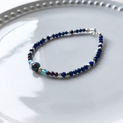 清心寡慾-藍尖晶、青金石、黑珍珠手鍊 第3張的照片