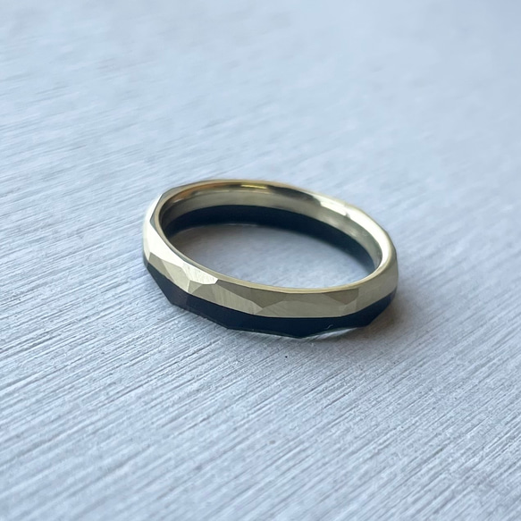 half ring cut k 指輪　リング　真鍮　エボニー　木製 1枚目の画像