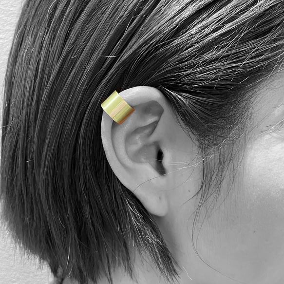 ear cuff 02 Tg ｲﾔｰｶﾌ 真鍮　木製　アクセサリー 2枚目の画像