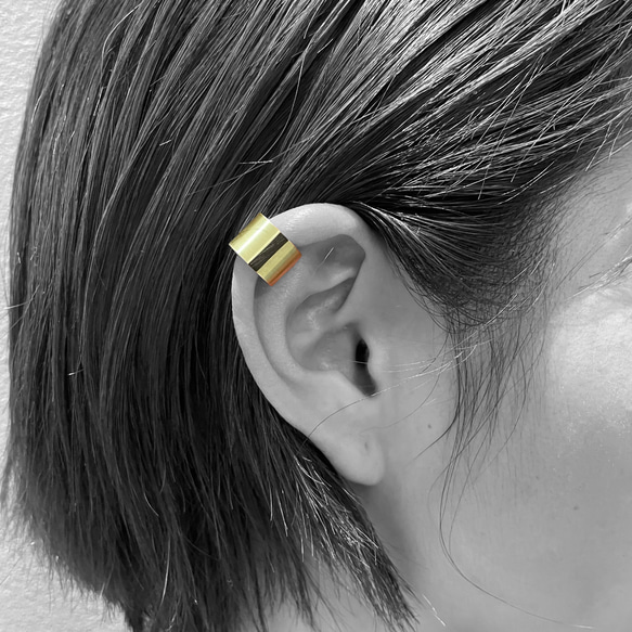 ear cuff 02 K  ｲﾔｰｶﾌ 真鍮　木製　アクセサリー 3枚目の画像