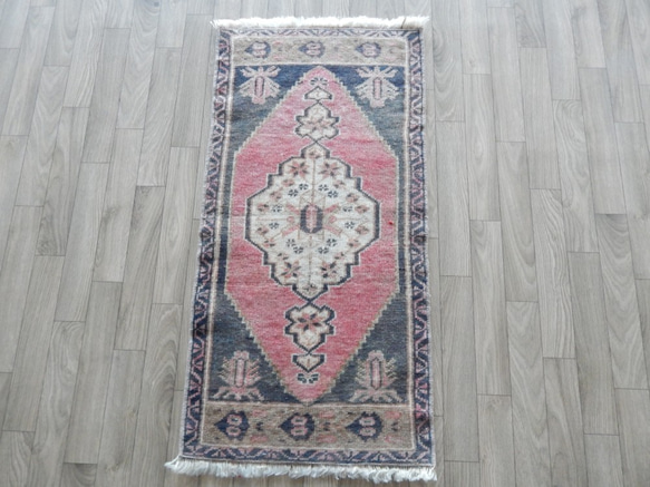 【送料無料】オールドキリム トルコ 手織り ヴィンテージラグ 46x90 cm 2枚目の画像