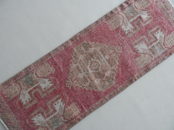 【送料無料】オールドキリム トルコ 手織り ヴィンテージラグ 41X116 cm 2枚目の画像