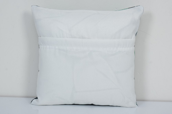 14 "X 14"アクセント枕、緑の絣枕、綿絣枕、絣クッション、素朴な家の装飾 AS32 4枚目の画像