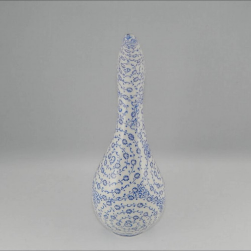 トルコの陶製の花瓶、手描きの白と青の装飾花瓶、ユニークな陶器の花瓶