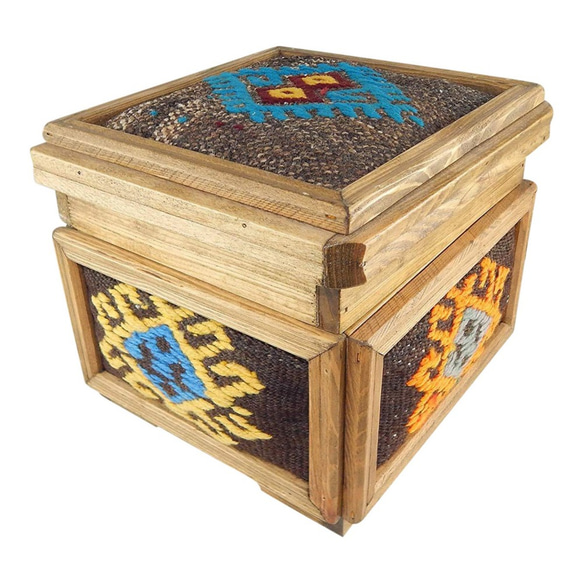 部族キリムチェスト、手作りの木製のユニークなボックス、女性へのギフト、ジュエリーボックス、装飾収納、部族のトルコの装飾 1枚目の画像