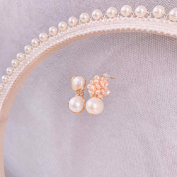 淡水珍珠貼耳系列-珍珠花鈿耳飾 第2張的照片