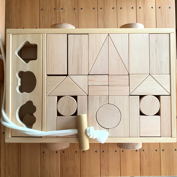 積み木セット3段72ピース(車の収納、パズル付き) おもちゃ・人形 M 