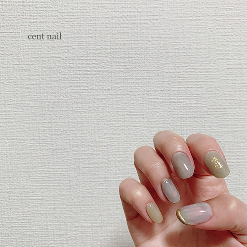 purple×greige ニュアンスネイル ちゅるんネイル ネイルチップ