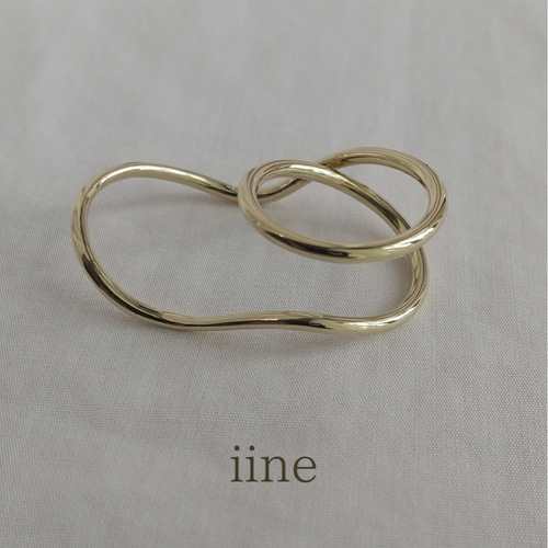 2本指リング*前後で印象変化*真鍮ダブルリング 指輪・リング iine