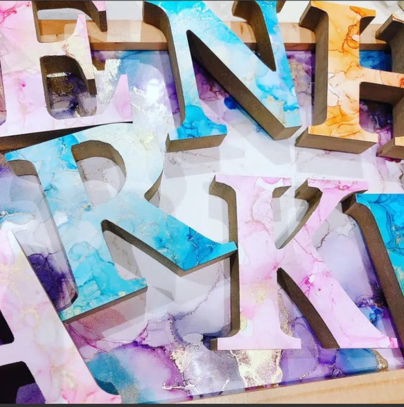 アルコールインクアート イニシャルオブジェ Lサイズ その他インテリア