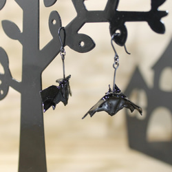 Origami Halloween bat earrings【1pair】 第1張的照片