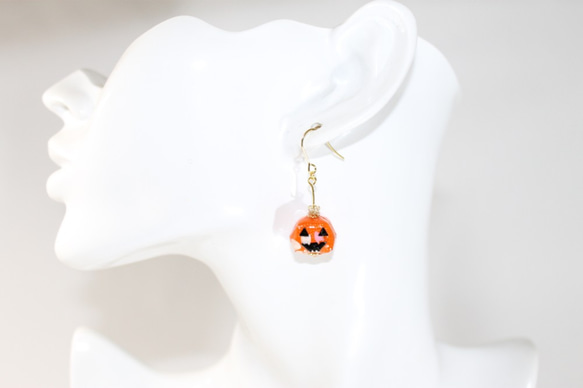 Origami Jack-o'-Lantern earrings【1pair】 第3張的照片