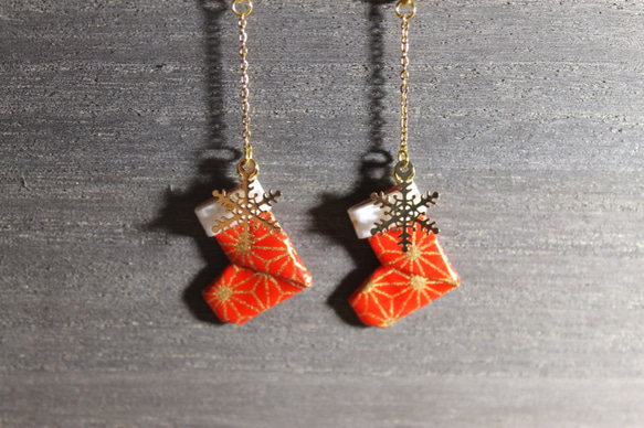 Origami CHRISTMAS BOOTS earrings【1pair】 第2張的照片