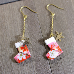 Origami CHRISTMAS BOOTS earrings【1pair】 第1張的照片