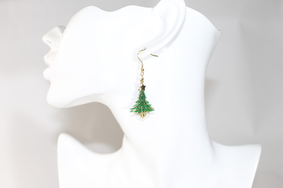 Origami CHRISTMAS TREE earrings【1pair】 第3張的照片