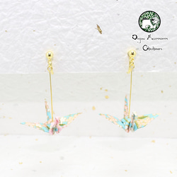 Origami CRANE earrings【1pair】 第3張的照片