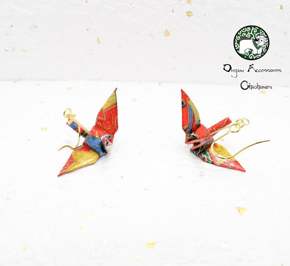 Origami CRANE earrings【1pair】 第2張的照片