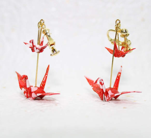 Origami CRANE earrings【1pair】 第1張的照片