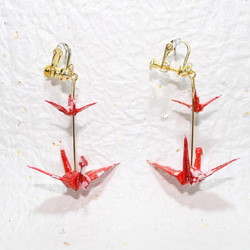 Origami CRANE earrings【1pair】 第3張的照片