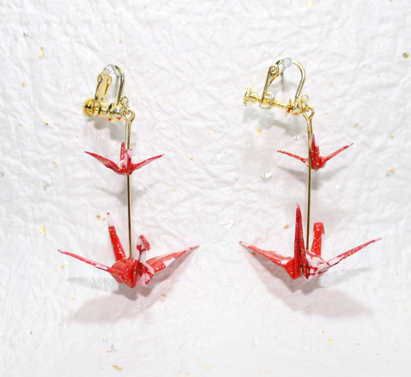 Origami CRANE earrings【1pair】 第3張的照片