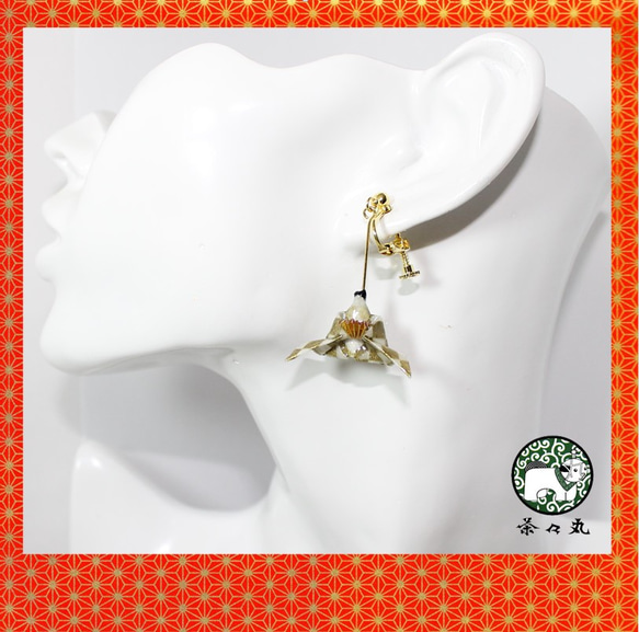 Origami HINA DOLL earrings【1pair】 第3張的照片