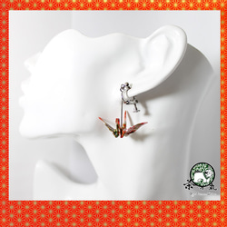 Origami CRANE earrings【1pair】 第2張的照片