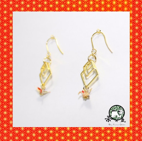 Origami CRANE earrings【1pair】 第2張的照片