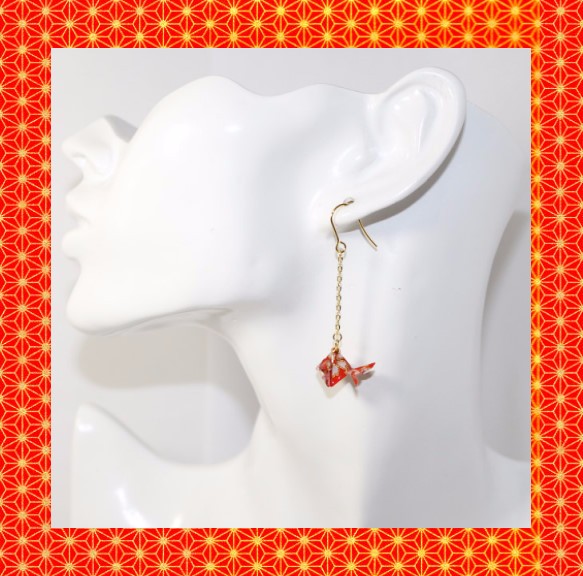 Origami GOLDFISH earrings【1pair】 第3張的照片