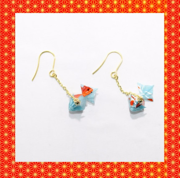 Origami GOLDFISH earrings【1pair】 第2張的照片