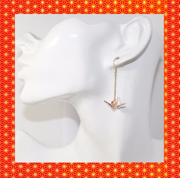 Origami CRANE earrings【1pair】 第3張的照片