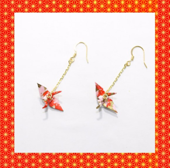 Origami CRANE earrings【1pair】 第2張的照片