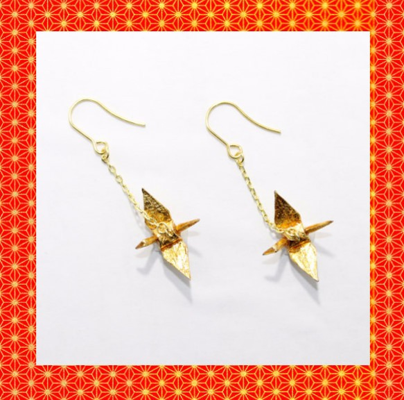 Origami CRANE earrings【1pair】 第2張的照片