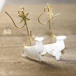 Origami REINDEER earrings(1 pair） 第1張的照片