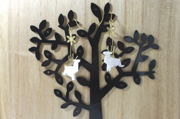 Origami REINDEER earrings(1 pair） 第2張的照片