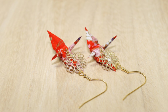 ORIGAMI CRANE EARRINGS【1pair】 第3張的照片