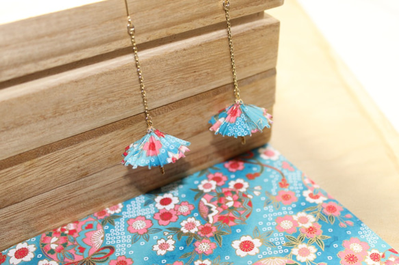 ORIGAMI JAPANESE UMBRELLA WAGASA EARRINGS (1 pair） 第4張的照片