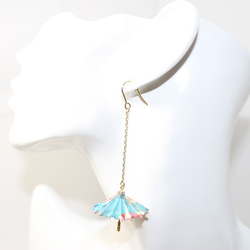 ORIGAMI JAPANESE UMBRELLA WAGASA EARRINGS (1 pair） 第5張的照片