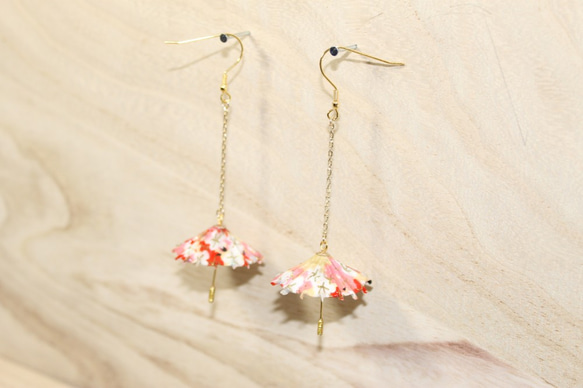 ORIGAMI JAPANESE UMBRELLA WAGASA EARRINGS (1 pair） 第2張的照片