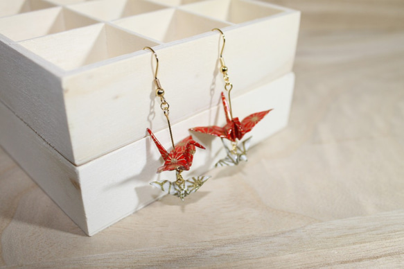 ORIGAMI CRANE EARRINGS【1pair】 第1張的照片