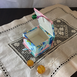 和紙小箱(ブック型) 小 桃花ー青 1枚目の画像