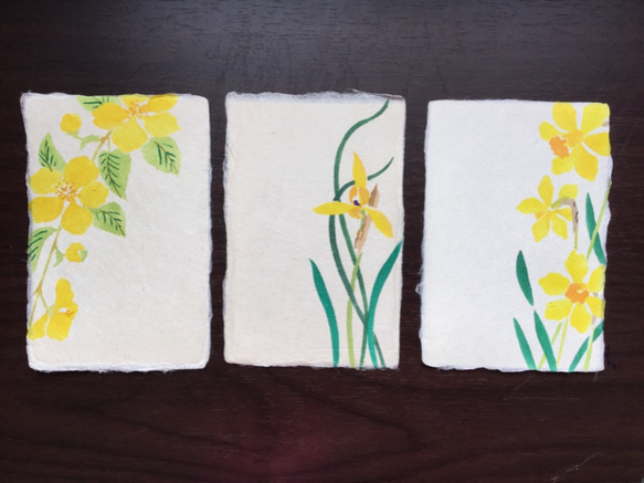 手漉き和紙絵はがき 春ー黄 3枚セット 3枚目の画像