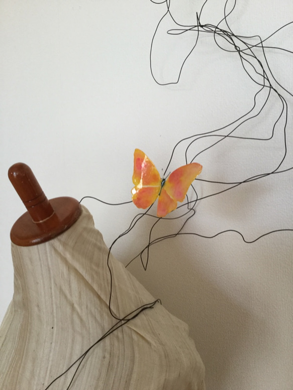 和紙の蝶々　マグネット　黄c 1枚目の画像