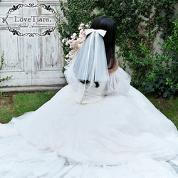チュール リボン ヘッドドレス【フェアリー】(H-159)| ウエディング 前撮り 結婚式 花嫁 韓国 ベール 披露宴 6枚目の画像